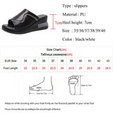 Crystal Platform Wedegs Slippers for Women Summer Open Toe High Heels Sandals Woman Pu Leather Flip Flops