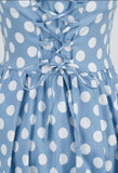 Robes De Cocktail Vintage Dress Halter Cotton Polka Dot Print Blue Short Party Sundress 50s 60s Retro Pin Up Rockabilly Dresses