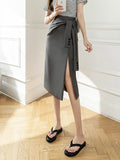 High Waist Sexy Women Summer Fashion Solid Color All-match Office Lady Knee-Length Skirt