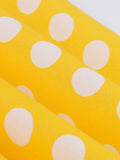 Women Oversize 4XL Vintage Dress Summer Outfits Shirred Back Polka Dot Print Backless Midi Dresses in Yellow