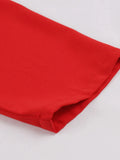 Red and Polka Dot Patchwork 50s Vintage Long Dresses for Women Square Neck High Waist Half Sleeve Autumn Swing Dress