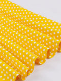 Sweetheart Neck Off Shoulder Party Elegant Women A-Line Vintage Dress Summer Clothes Cotton Polka Dot Dresses in Yellow