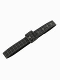 Notched Collar Single Breasted Women Grey Plaid Rockabilly Long Dresses High Waist Belted Vintage A-Line Dress