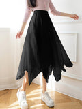 Women Casual Long Korean Style Asymmetrical All-match High Waist Ladies Elegant A-line Skirt