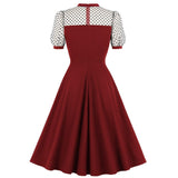 40s 50s 60s Formal Flare Swing Dress Patchwork Red Black Green Retro Vintage Party Sundress Cocktail Pin Up A Line Tunic Dresses