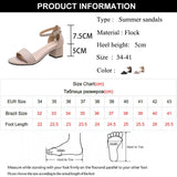Summer Women Square Heels Sandals Black Ankle Strap Pumps Shoes Solid Color Open Toe Sandalias Mujer