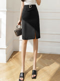 High Waist Women Fashion Korean Style All-match Knee Length Slim Office Lady Elegant Pencil Skirt