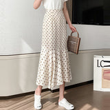 Women Chiffon Casual Spring Korean Style All-match Polka Dots Loose Ladies Elegant A-line Mermaid Skirt