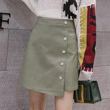 Women High Waist Mini Skirts Spring Korean Style Single-breasted All-match Ladies Elegant Short Skirt