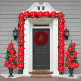 Poinsettia Christmas Flowers Garland String Lights Xmas Tree Ornaments Indoor/Outdoor Party Christmas Decoration Navidad