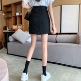 High Waist Women Spring Korean Style All-match Solid Color Ladies Elegant A-line Short Skirt