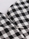 Vintage Plaid Off the Shoulder Elegant Midi Women Dress Office Lady Gingham Print Sexy V Neck Party Cotton Dresses