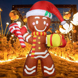 LED Lights 2.4M Christmas Outdoors Gingerbread Man Inflatable Model Party Courtyard Props Festival Decoration Gift