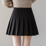 High Waist Mini Skirt Women Spring Korean Style Solid Color All-match Woolen Ladies A-line Short Skirts