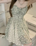 Summer Lace Ruffled Sweet Strap Patchwork Fluffy Fairy Mini Korean Slim Fit Princess Dress