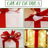 Set of 3 Christmas 60 LED Lighted Gift Boxes Transparent Warm White Lighted Christmas Box Decrations