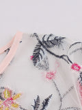 Floral Dress Women Elegant Luxury Embroidery Mesh Overlay 3/4 Length Sleeve Spring Women Party Vintage Pink Dresses