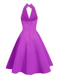 V-Neck Sexy Halter Vintage Style Summer Vacation Outfits Women Green Solid Elegant Party Pinup Ladies Swing Dresses