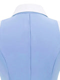 Light Blue Women Turn-Down Collar Button Up Vintage Style Midi Dress Sleeveless Elegant Ladies Pocket Swing Dresses