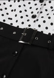 Strapless Sexy Halter Vintage Casual Flare Patchwork White Black Polka Dot Print Elegant Short Evening Holiday Swing Dress