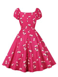 Sweetheart Neckline Rose Red Floral Vintage Party Dresses Women New In A-Line Ladies Birthday Dresses Summer Sale