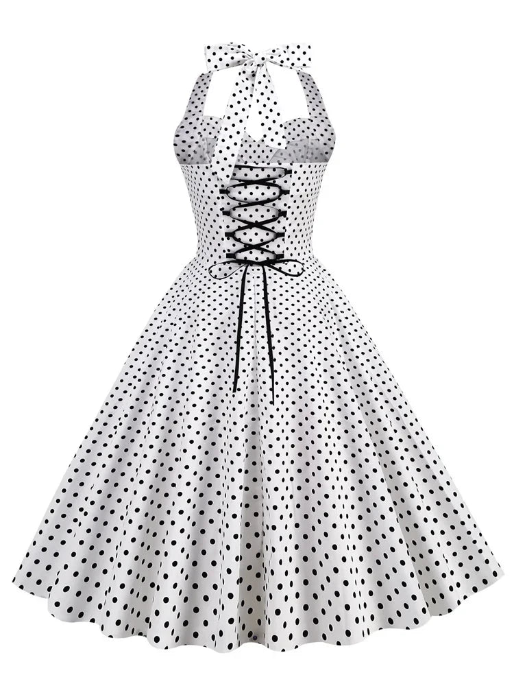 Sweetheart Neck Halter High Waist Vintage Lace Up Back Corset Dress Wo FashionLoveHunter Sweetheart Neck Halter High Waist Vintage Lace Up Back Corset Dress Wo FashionLoveHunter