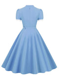 Elegant Formal Occasion Women Vintage Swing Dress Short Sleeve Summer A-Line Ladies Belted Long Dresses