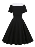 1950s Women Vintage Clothes Shawl Collar Double-Breasted Sash Elegant Dress Short Sleeve Cotton Long Dresses