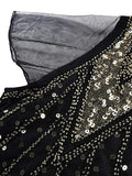 Beaded and Sequin 1920s Vintage Long Dresses for Women V-Neck Mesh Sleeve Evening Party Cocktail Elegant Flapper Dress