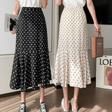 Women Chiffon Casual Spring Korean Style All-match Polka Dots Loose Ladies Elegant A-line Mermaid Skirt