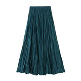 Women Chiffon Solid Casual Sexy Beach Boho Blue Pleated Long Summer Maxi Skirt