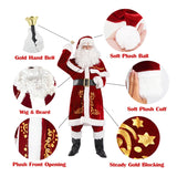 Christmas Santa Claus Costumes Set Xmas Costumes for Couples Men Women Adult Deluxe Velvet Christmas Party Cosplay Suit