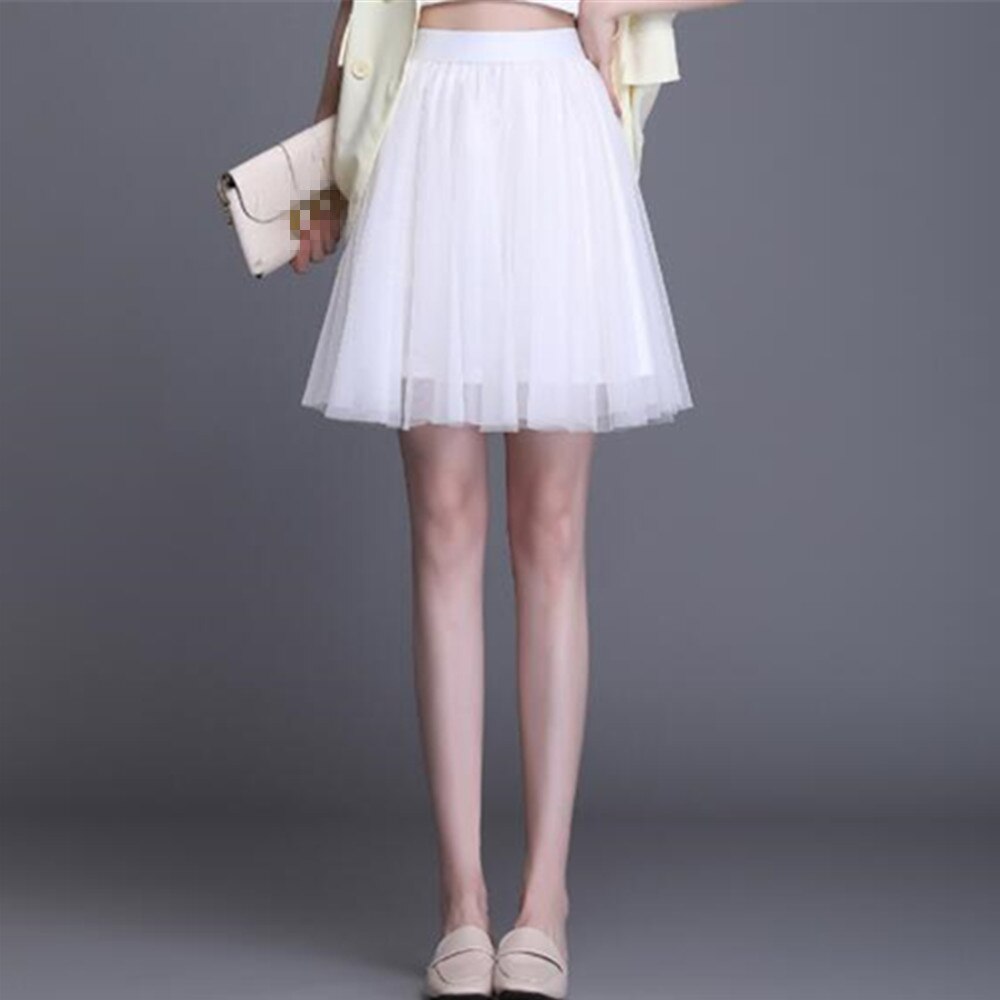 Retro Tulle Women Summer Korean Skirt Streetwear Ladies Mesh Casual Ball Gown Saia Short Skirts