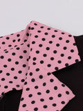 Two Tone Patchwork Polka Dot Women Formal and Elegant Dress Vintage Style Buttons Belted Pleated Rockabilly Dresses