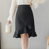 Office Lady Elegant Mermaid Spring Korean Style All-match High Waist Knee-length Women Skirt