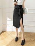 High Waist Sexy Women Summer Fashion Solid Color All-match Office Lady Knee-Length Skirt