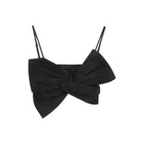 Black Sexy Party Strap Vest Backless Bow Tank Tops Retro Chic High Street Korean Y2k Sleeveless Top