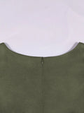 Square Neck Floral Embroidered Elegant Green Long Dresses for Women Sleeveless Vintage Style Pleated Midi Dress