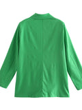 Linen Thin Section Medium Long Green Design Feeling Loose Suit