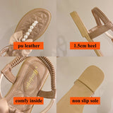 String Bead Flat Heels Sweet Bowknot Clip Toe Sandals Woman Comfort Non Slip Summer Shoes