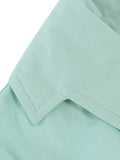 Pink Solid Cotton Long Robe Button Up Plain Vintage Elegant Women Short Sleeve Belted Pleated Midi Swing Dresses