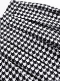 High Waist Houndstooth Plaid 50s Vintage Fashion Pleated Skirt Women Autumn Winter Knee Length Retro Skirts