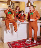 Unisex Family Adult Gingerbread Cozy Jumpsuit Christmas Kids Toddler Cute Gingerbread Cookie Costume