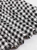 Vintage Plaid Off the Shoulder Elegant Midi Women Dress Office Lady Gingham Print Sexy V Neck Party Cotton Dresses