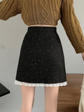 High Waist Women Spring Korean Style Patchwork Lace All-match Ladies Elegant Short Skirt