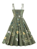 Vintage Floral Dress Spaghetti Strap Bow Front Summer Clothes for Women Holiday Beach Outfits Elegant Party Dresses
