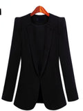 New Slim Black-blue Small Suit Ladies Temperament Casual Cardigan Woman Jacket Coats