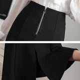 Ladies Elegant Slim Mermaid Spring Office Style All-match High Waist Women Black Long Skirt