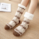 Winter Warm Women Penguin Plush Soft Non Grip Floor Slippers Short Sock Fuzzy Fluffy Deer Elk Bear Christmas Gift