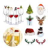 Christmas Cup Card Decoration Santa Hat Wine Glass Decor Xmas Tree Ornaments Home Party Decor New Year Gift 10PCS